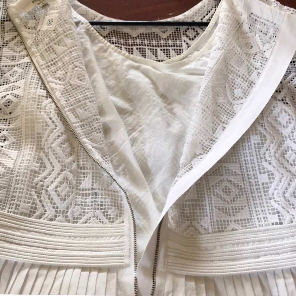 Share Madewell Dress Womens 4 Knee Length Pleated Skirt Geo Lace Top White - Picture 6 of 10